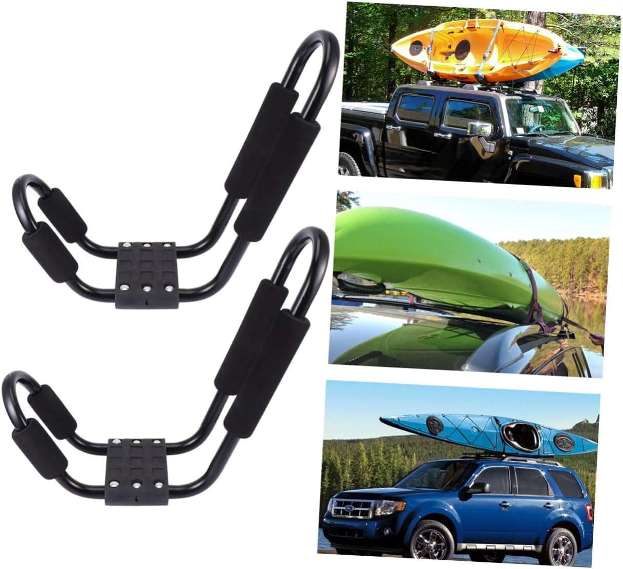 2pcs Kayak Roof Rack Carrier for Car and Truck, Heavy Duty Detachable Canoe and Surfboard Roof Cargo Carrier, Universal Crossbar Mount for Outdoor Water Sports Storage