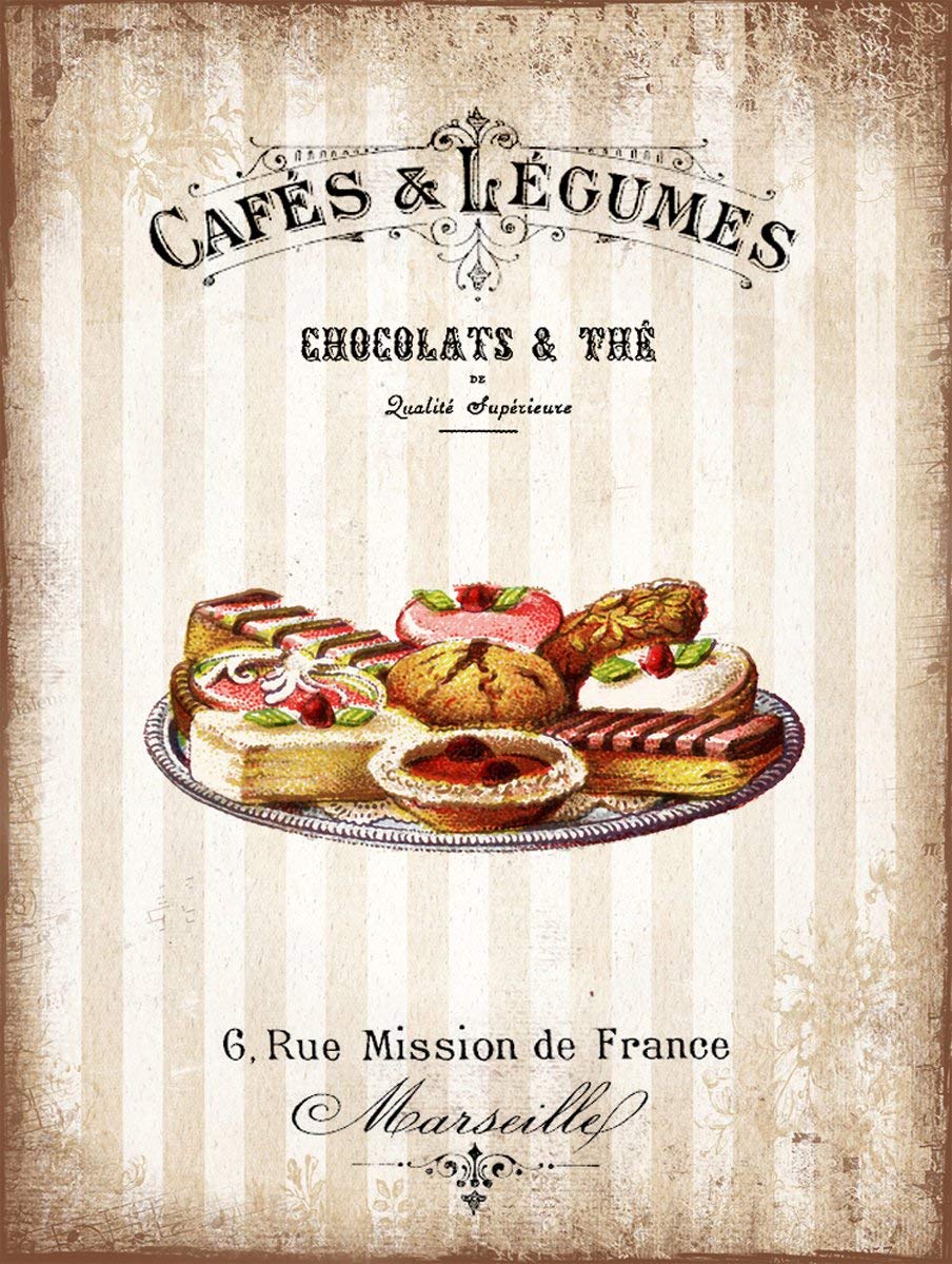 The Rusty Apples Metal Sign Co French Cakes Patisseries Cafe - Bisto - Kitchen - Metal Sign - 3 Sizes To Choose (16” X 12” 400 X 300 Mm)