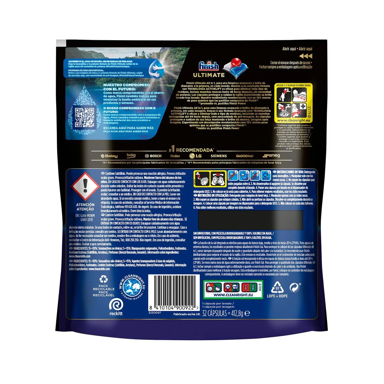 Ultimate alles in 1 Detersivo per Lavastoviglie per Macchina Formato Capsule 32 Pezzi 4