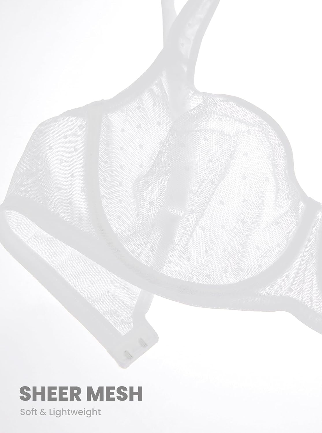 DOBREVA Women's Unlined Balconette Mesh Bra Square Neck Sheer See Through Underwire Bras Plus Size - Image 5