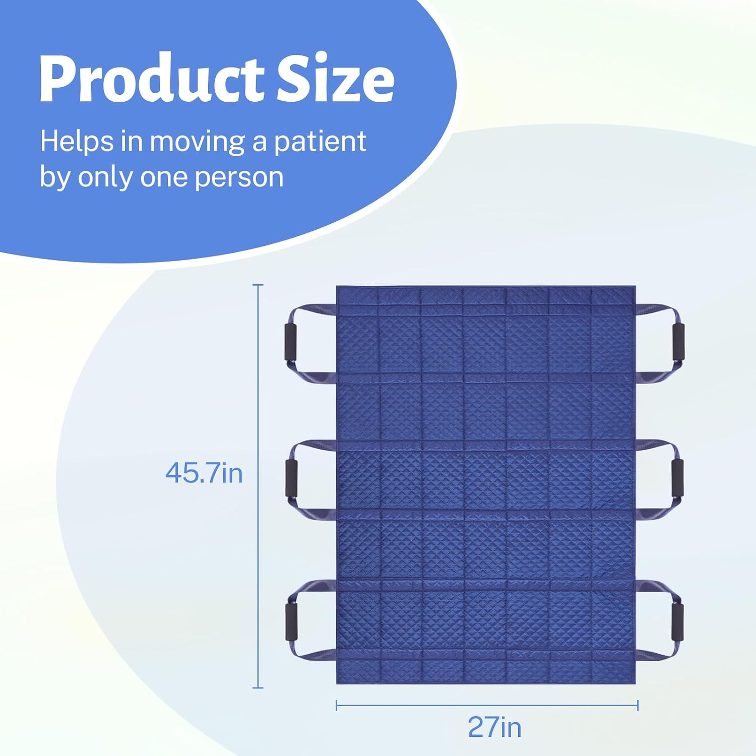 Positioning Bed Pad with 6 Reinforced Handles,Reusable & Washable Transfer Board for Bed Ridden Patient, Waterproof Pad for Patients Moving & Lifting &Transfer Sheet, 45.7 * 27in,Blue