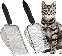 Pa Higienica Coletora Fezes Coco Gato Cachorro Cao Pet Kit 2 Uni Aço Inox Limpeza Caixinha De Areia Higienizaçao