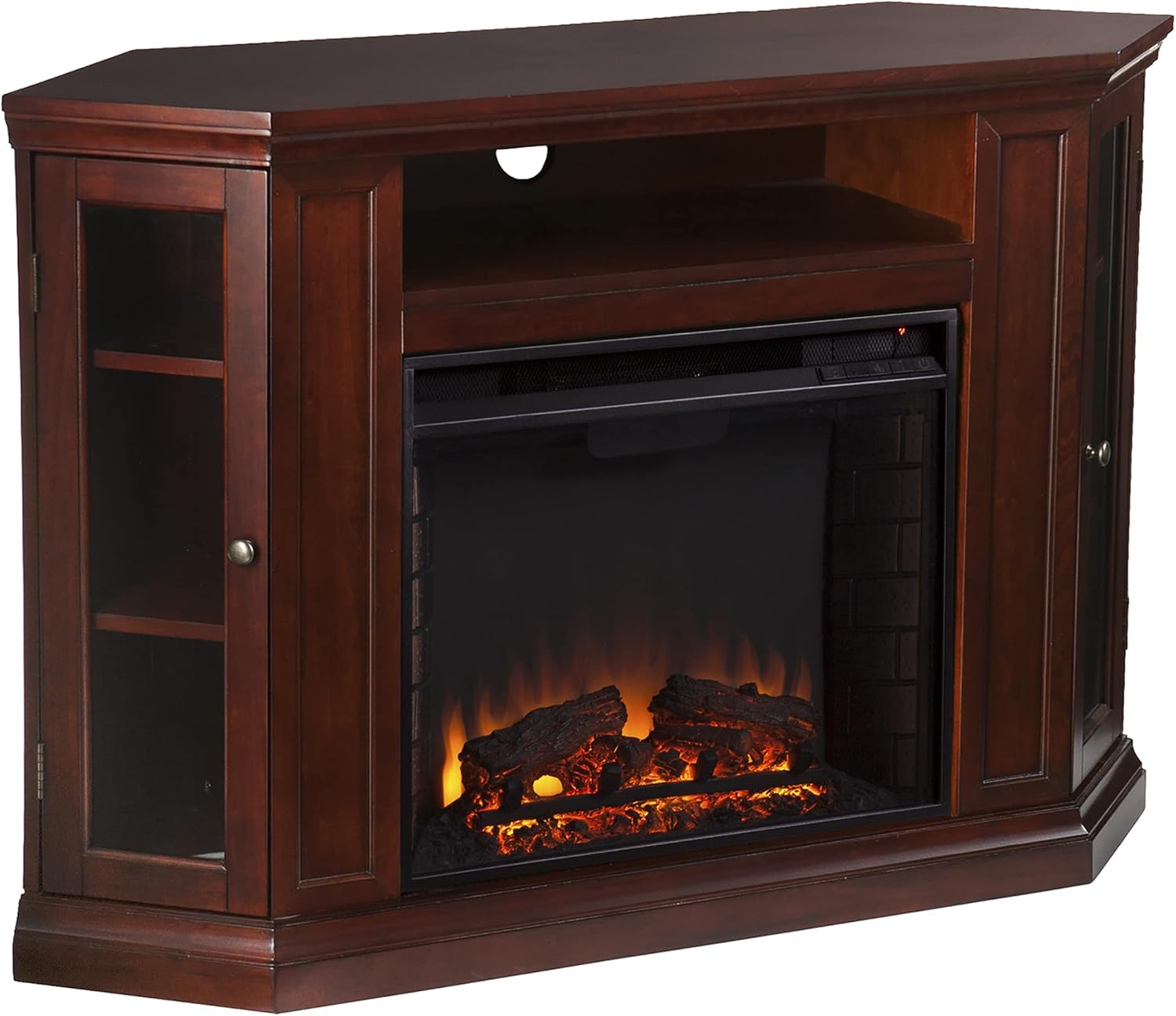 Soporte Esquinero Convertible con Chimenea Eléctrica SEI Furniture Cherry