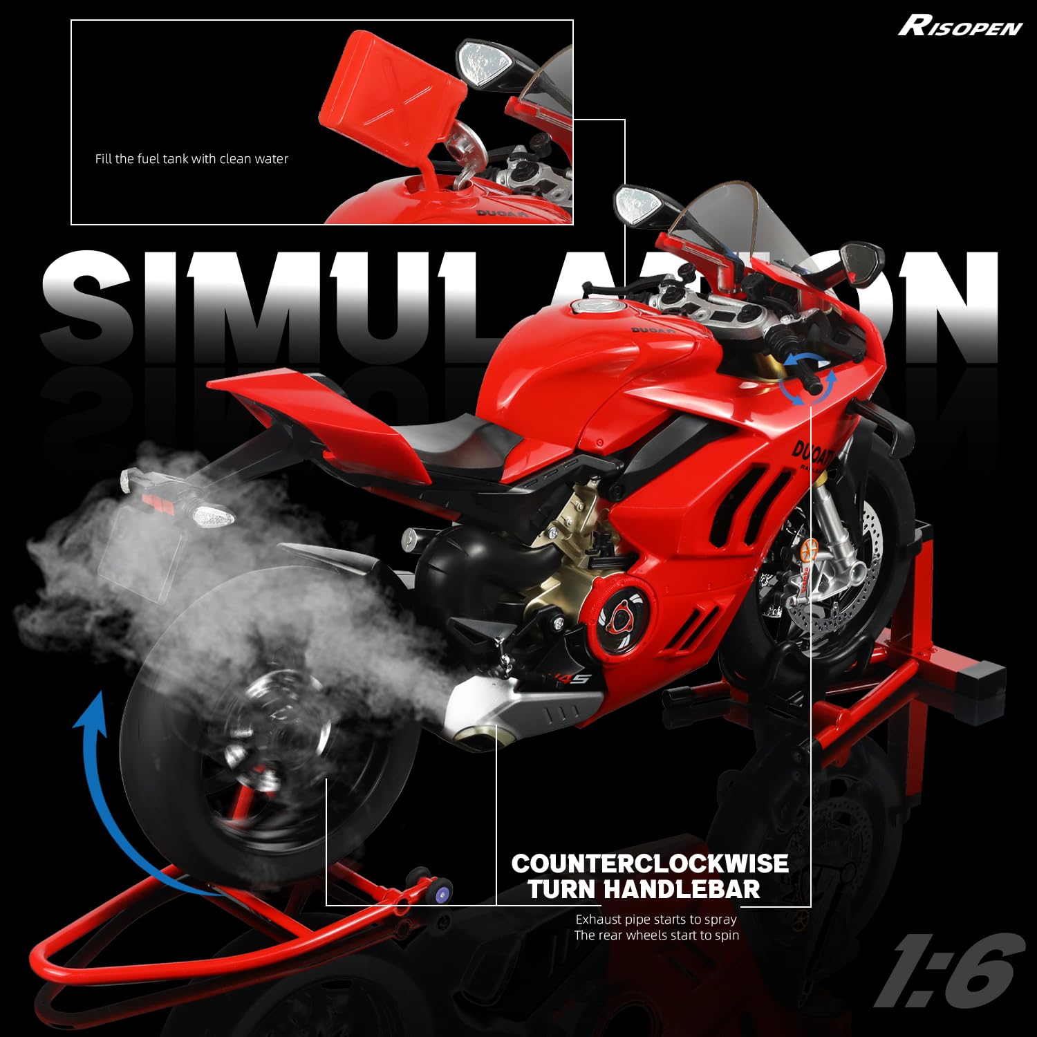 Amazon.com: Risopen 1:6 Motorcycle Model for Ducati Panigale V4