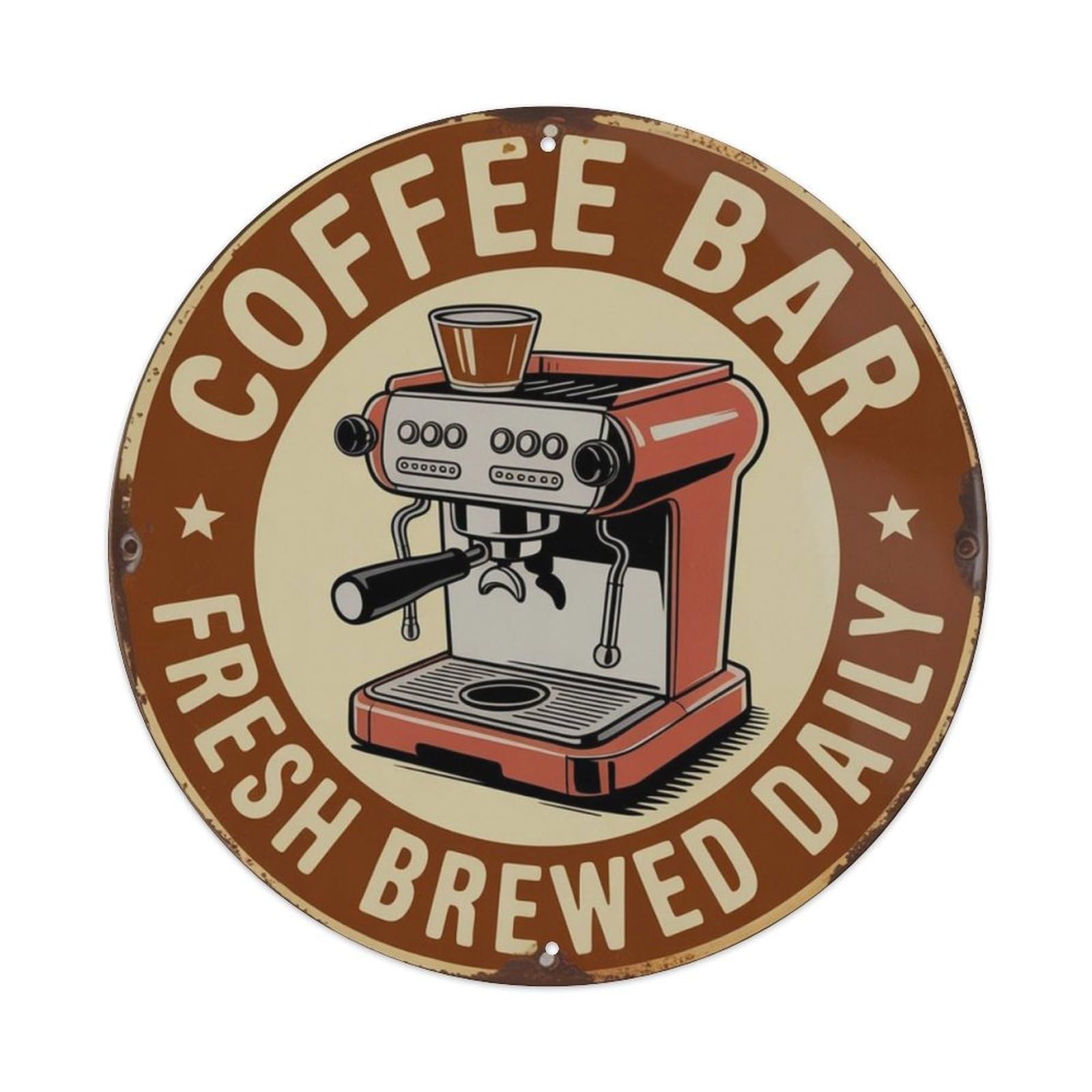 Coffee Bar Fresh Brewed Daily Metal Tin Sign Plaque