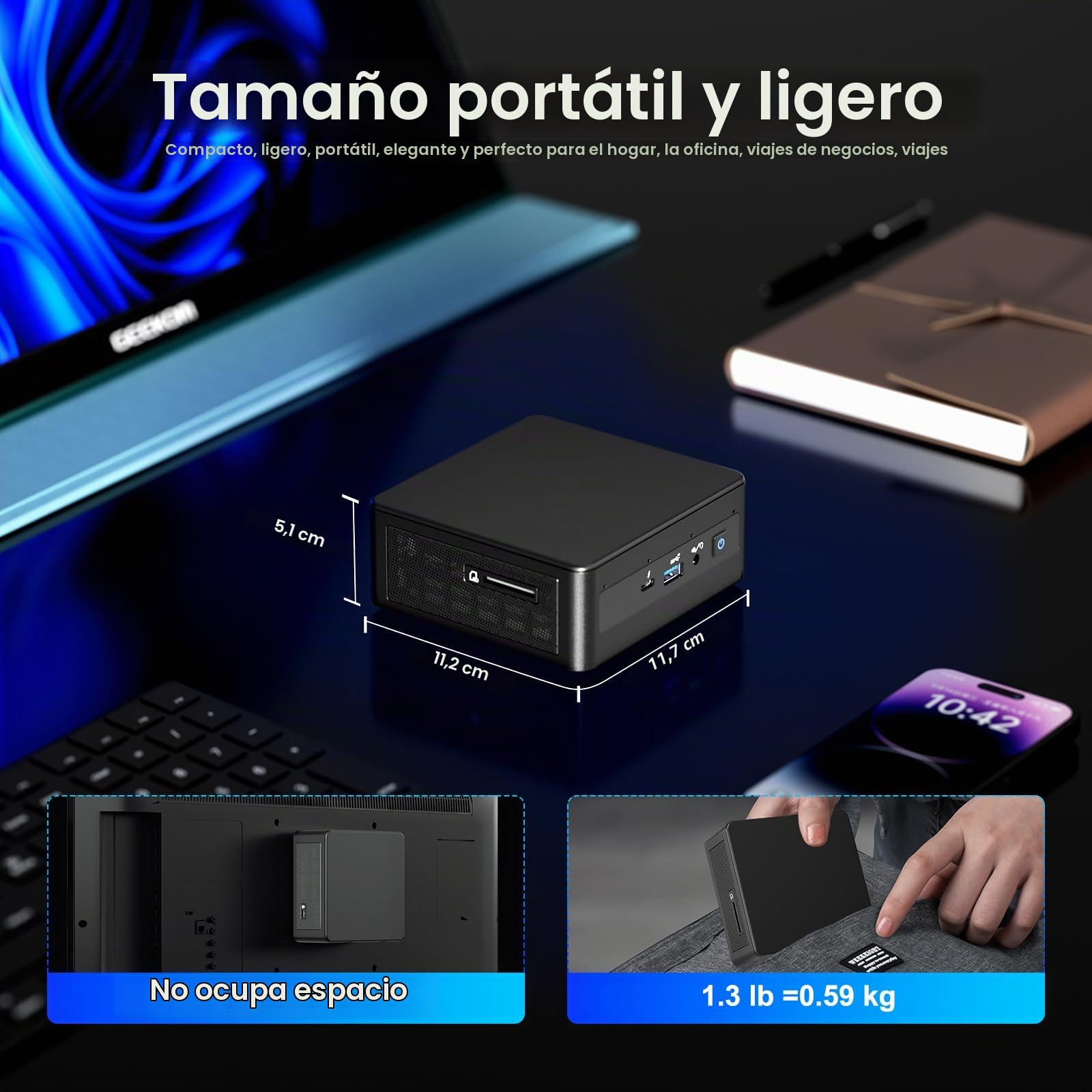 Intel NUC 11 Panther Canyon Mini PC, procesador Intel Core i7-1165G7, 32GB RAM, 1TB SSD, Win 11 Pro, LAN 1000M/WiFi 6/BT5.2, computadora empresarial para Oficina/Escuela/hogar (NUC11PAHi7)