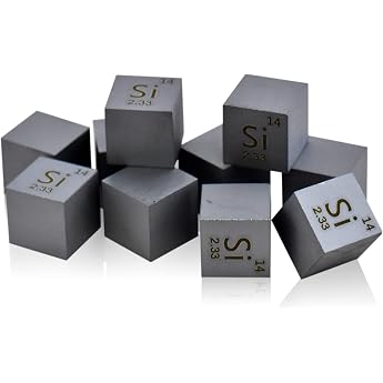 Silicon Cube Density Silicon Metal Cubes 10x10x10mm Pure 99.99% for Collection of Elements