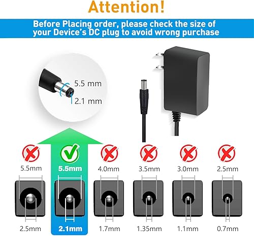 Miniatura 4 de PLUSPOE - Adaptador de fuente de alimentación de conmutación de corriente continua de 12 W cargador transformador de verrugas de pared de 12 W para