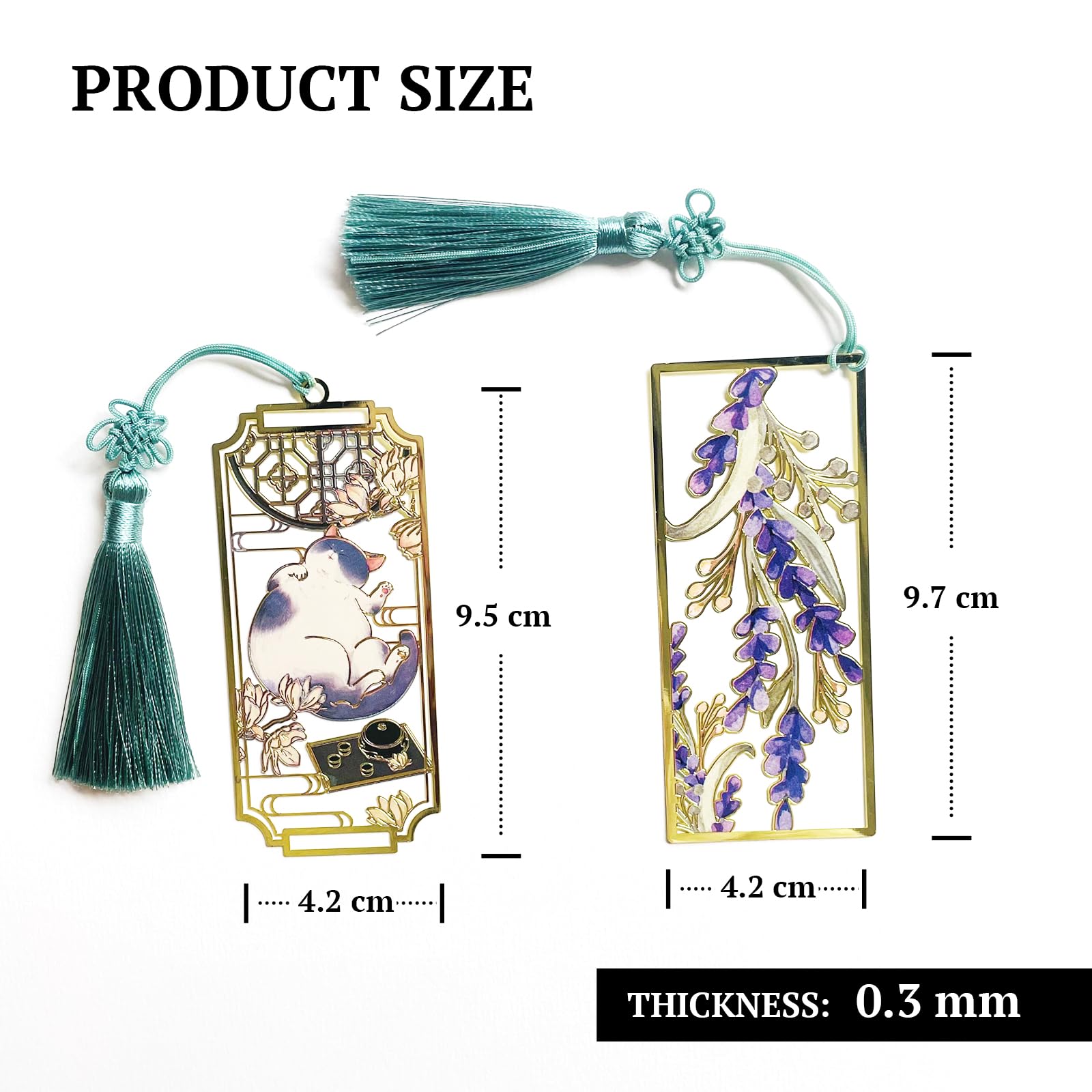 HEYMILA 2 Pack Premium Metal Bookmarks with Cats & Violet Flower, Bookmarks Ideal Gift Idea for Women Teachers, Students - Image 3