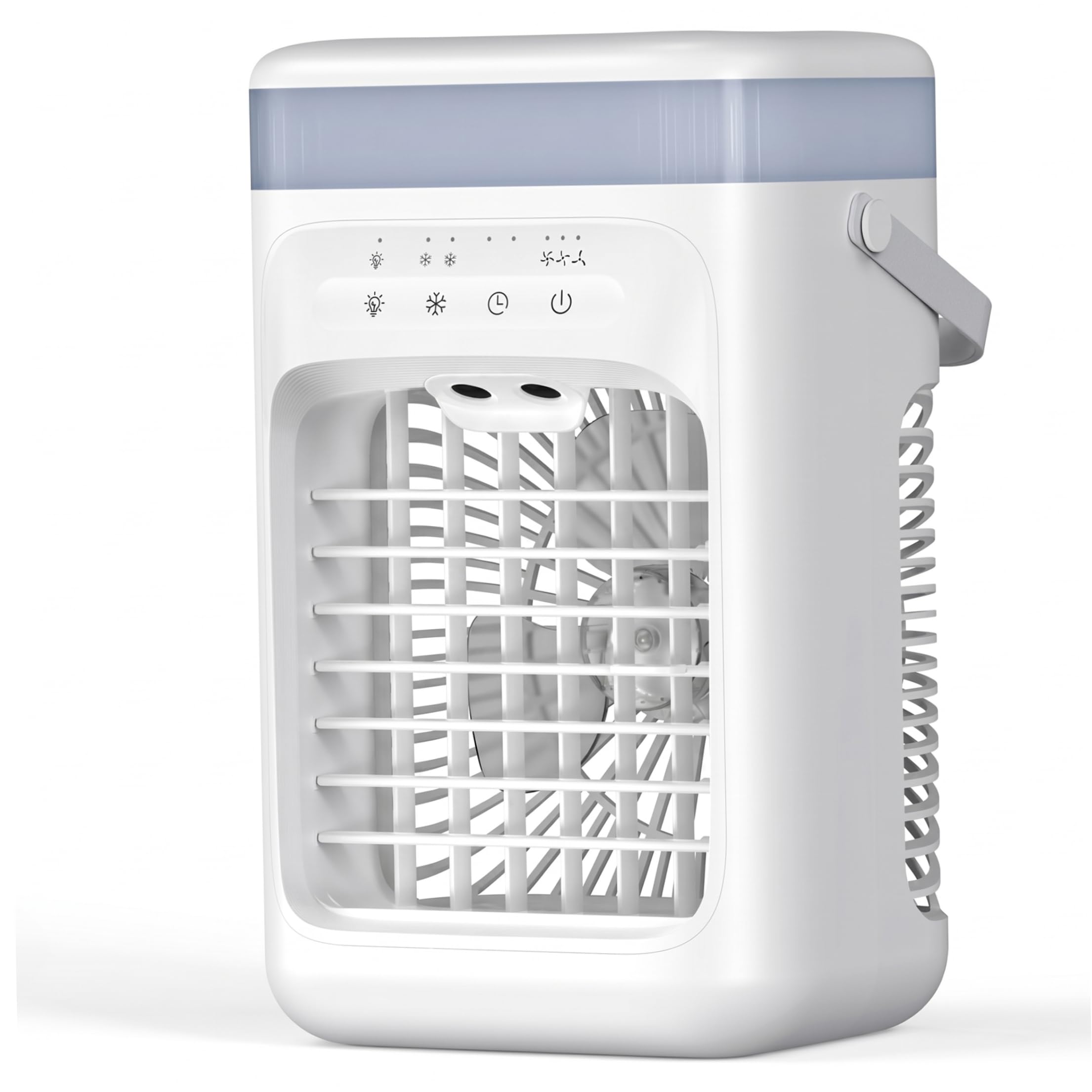 USB Powered Double Mist Evaporative Mini Air Conditioner Cooling Fan for Bedroom Desktop - White