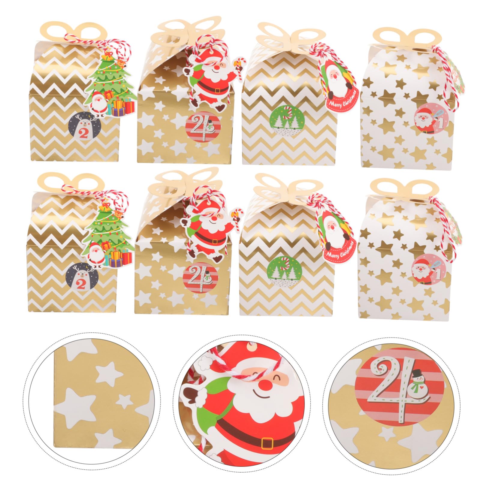 Anneome 24 Piezas Cajas de Regalo de Papel para Navidad con Diseño Festivo de Cajas Portátiles para Dulces Galletas y Chocolates para Fiesta y Decoración Navideña