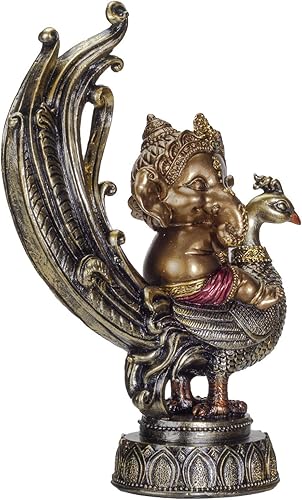 Miniatura 4 de Pacific Giftware Figura de resina hindú de elefante Dios Señor Ganesha en pavo real Señor del éxito