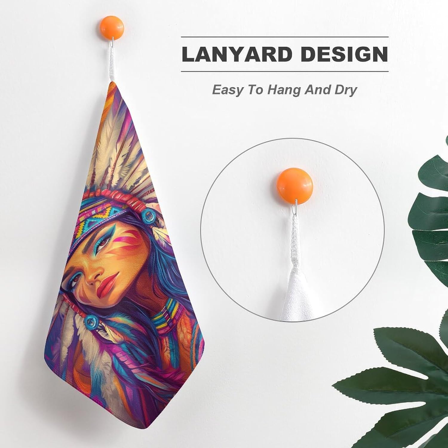 Native Am-erican Indian Woman Towel Hand Towels Decorative Towel for Bathroom Kitchen Shower Gym 4PCS