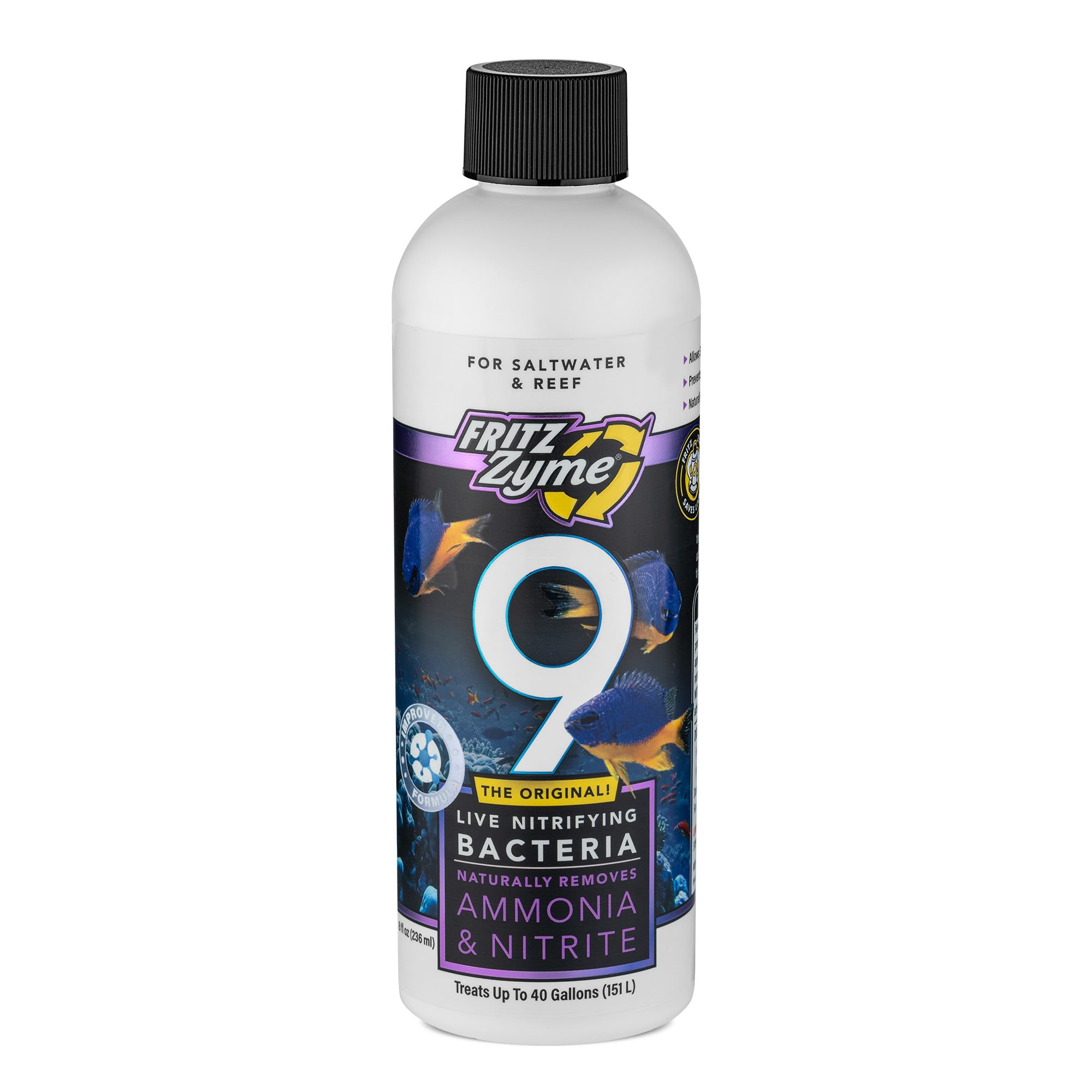Fritz Aquatics FritzZyme 9 Live Nitrifying Bacteria Naturally Removes Amonia & Nitrite for Saltwater Fish (8-Ounce)