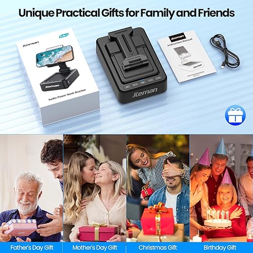 Miniatura 8 de JTEMAN Cell Phone Stand with Bluetooth Speaker,HD Sound Adjustable Phone Holder,Birthday Gifts for Men Women, Cool Tech Kitchen Gadgets for Most