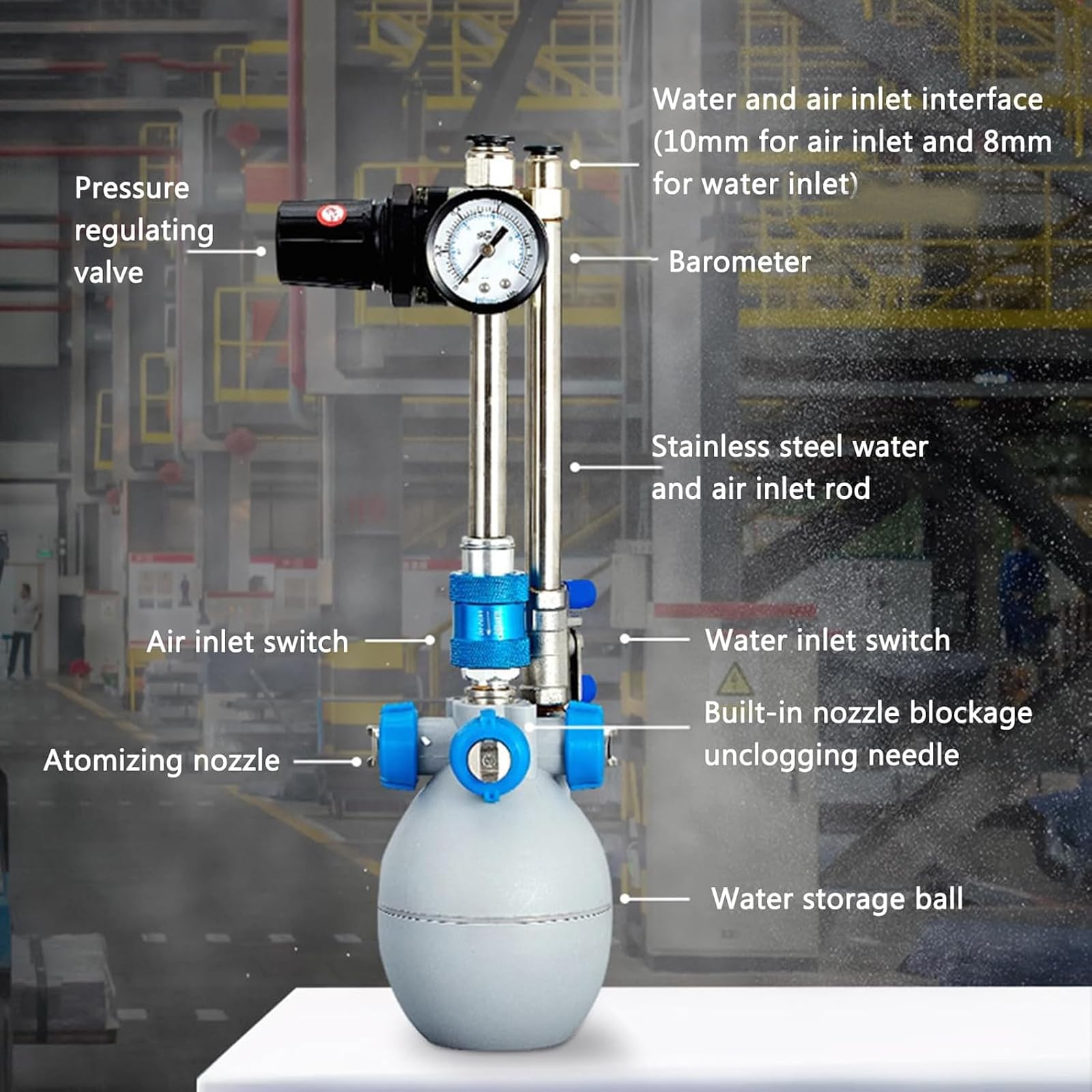 Humidificador Industrial Ajustable, Humidificador Industrial De Niebla Seca, Reducción De Polvo, Aumento De Humedad Y Antiestático, Área Aplicable De 20 A 200 M².