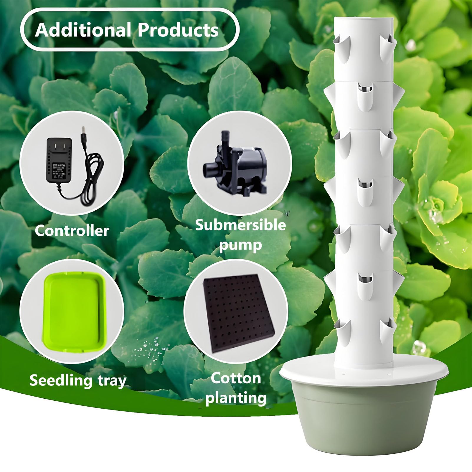 Torre hidropónica, Kit Completo de Torre hidropónica, Torre hidropónica Vertical para Exteriores, Agricultura Vertical, Kit de Cultivo hidropónico para jardín Inteligente NoLight-20.5 * 65.0in