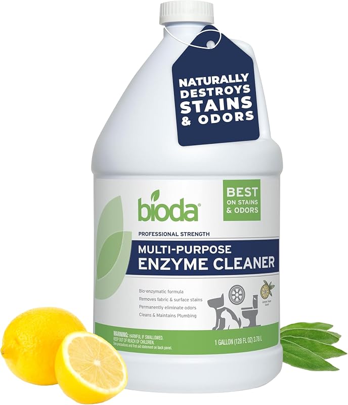 Limpiador y desodorante enzimático probiótico multiusos Bioda, 1 galón | Limpiador enzimático, desodorante para botes de basura, manchas y olores de mascotas, desagües, pisos, baños, inodoros, fabricado en EE. UU., 1 galón
