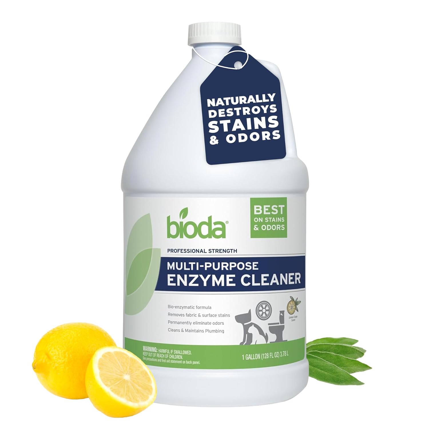 Bioda Multi-Purpose Probiotic Enzyme Cleaner and Deodorizer Professional Strength Trash Can Deodorizer Pet Stains and Odors Drains Floors