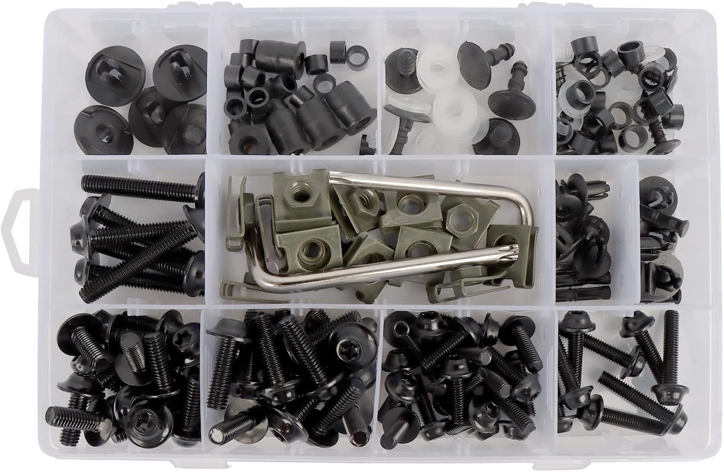 BAIONE Fairing Bolt Kit 195PCS Stainless Steel M5 M6 Motorcycle Windscreen Fairing Screws Fasteners Universal Compatible with Yamaha Honda Kawasaki Suzuki BMW Sportbike Bodywork Bolts (Black)