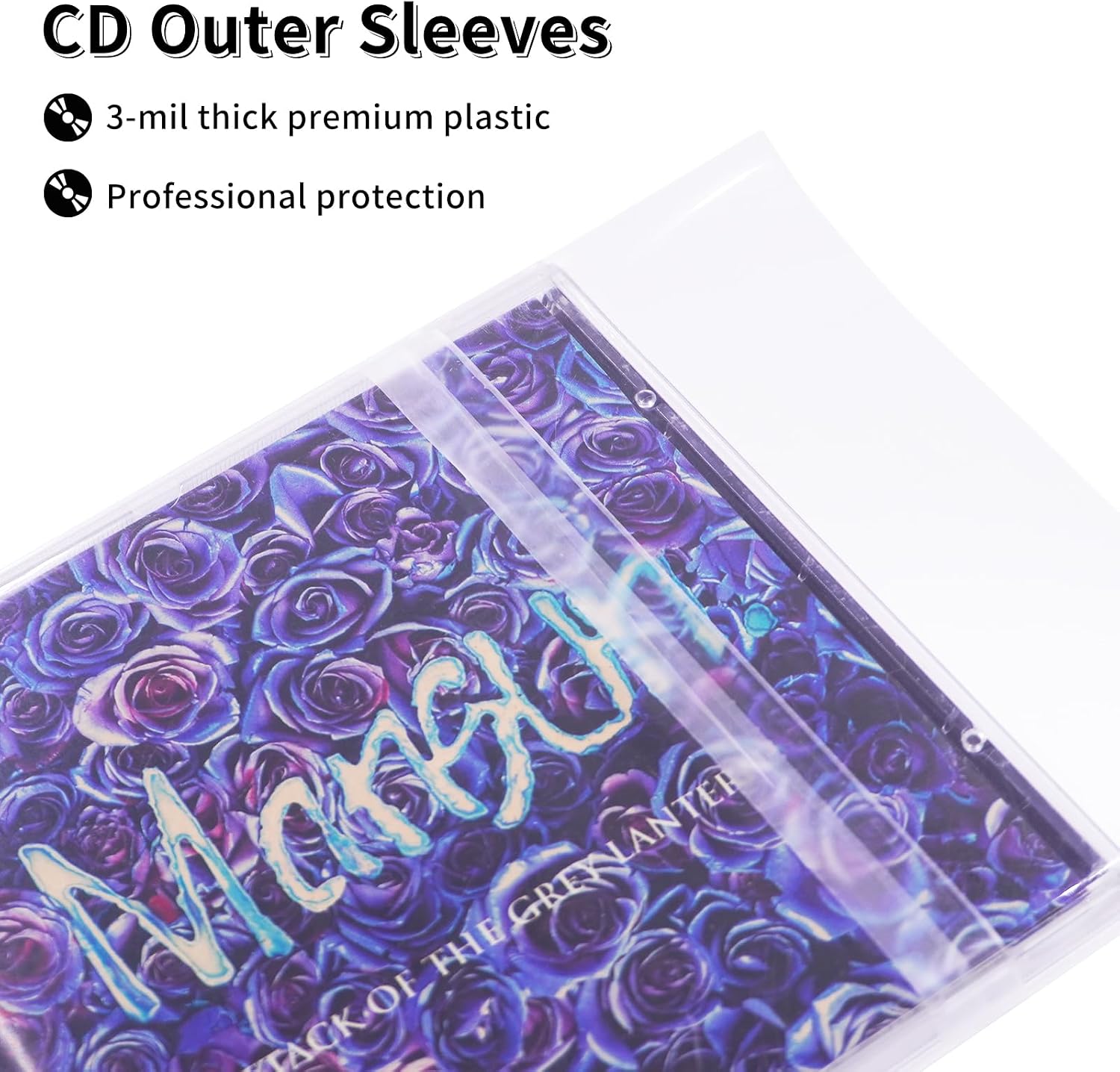 100 Pack CD Outer Sleeves, Plastic Anti-Static CD Storage Cases, Crystal Clear Resealable Sticky Protective Sleeves or CD and DVD Storage