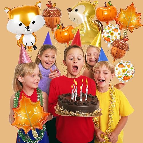 Miniatura 7 de Globos de otoño, globos de aluminio de Mylar de hoja de arce, calabaza y ardilla, copos de aluminio, para fiestas de cumpleaños, baby shower,