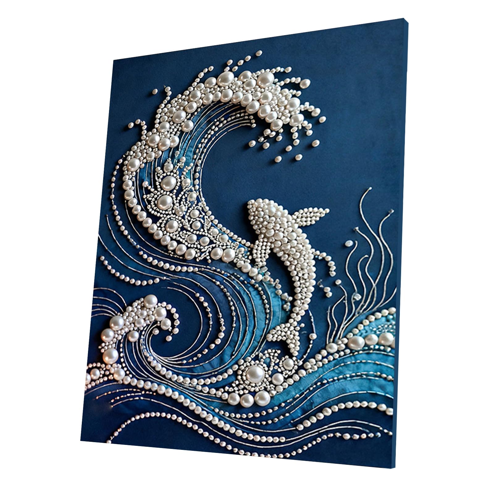 Pearl Painting Kit for Adults, Pearl Art - 3D DIY Diamond Art with Wooden Frame, Sparkling Gemstone Craft for Home Wall Decor, Beginner-Friendly Gift for Women(Flying Fish)(40 * 50cm)