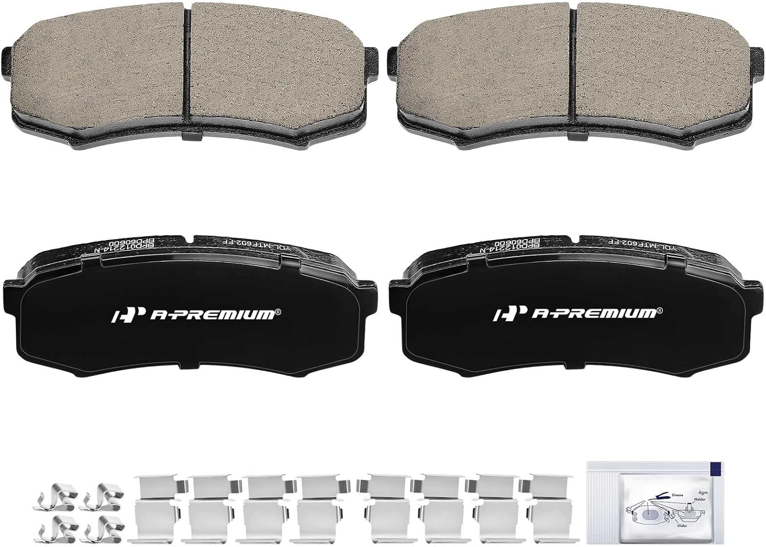 A-Premium Rear Ceramic Brake Pads Set Compatible with Lexus and Toyota Models - GX460, GX470, LX450, 4Runner, FJ Cruiser, Land Cruiser, Sequoia, with Hardware, 4-Pack