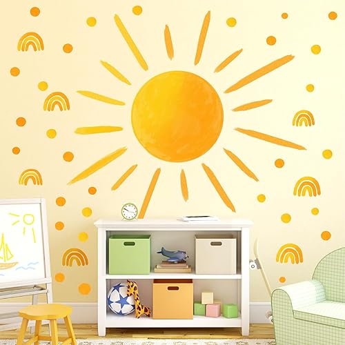 Miniatura 5 de Calcomanía de pared con diseño de amanecer en acuarela, calcomanías de pared para niños, habitación de bebé, decoración de habitación de bebé,