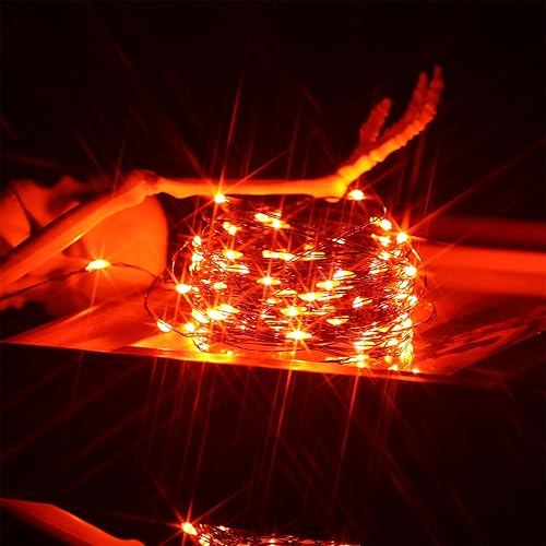 Miniatura 5 de Beingreat - Guirnalda de luces USB, paquete de 2 mini luces LED de 33 pies con 8 modos para Halloween, Navidad, Pascua, naranja
