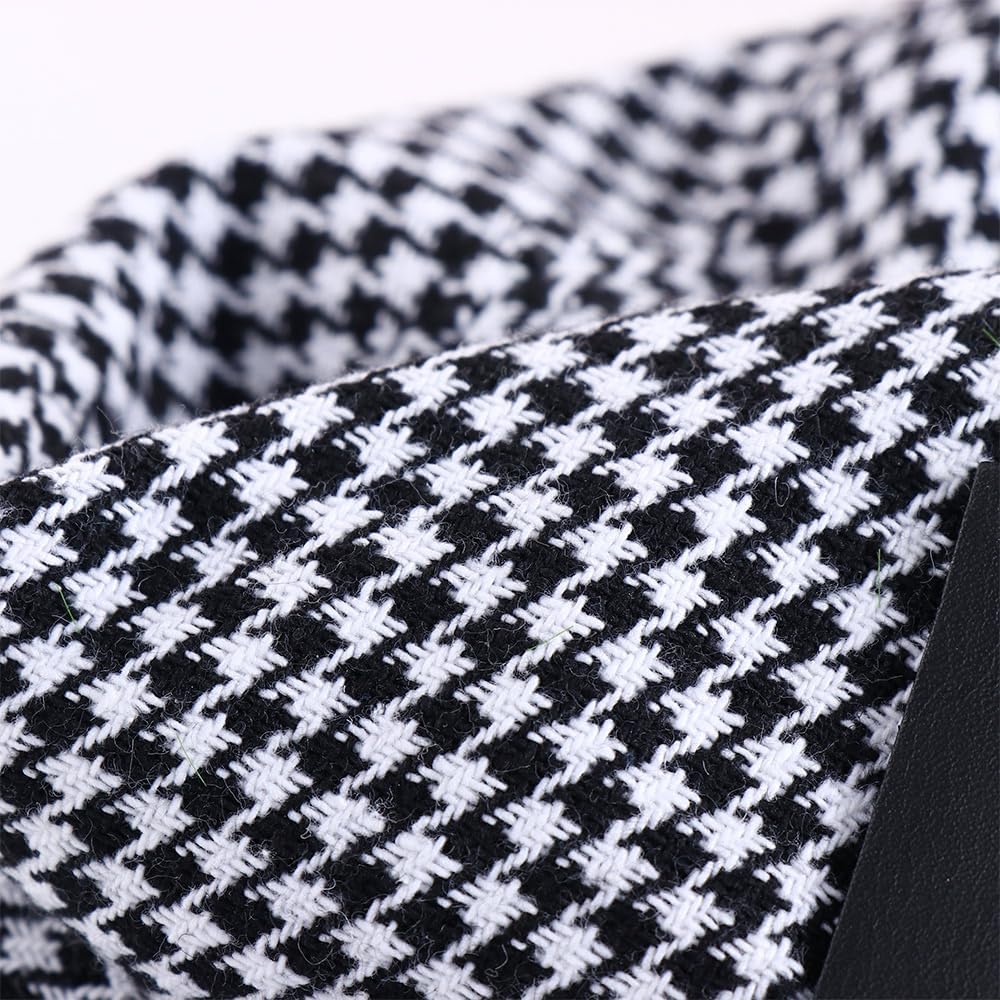 Leadigol Women's Black Houndstooth Plaid Beret, French Knit Beret Hat for Ladies, Adjustable Size S, Perfect for Winter, Spring, Autumn, Occasions like Weddings, Holidays, Birthdays - Image 7