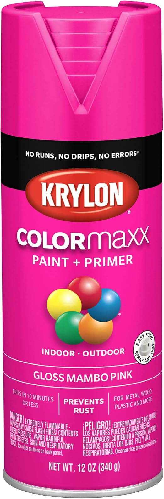 Krylon K05528007 COLORmaxx Spray Paint and Primer for Indoor/Outdoor