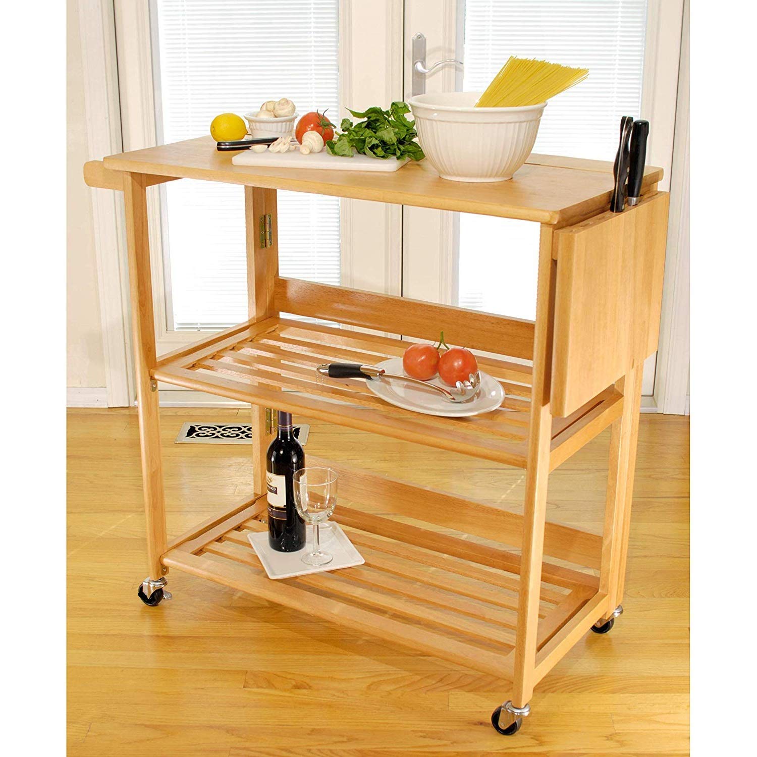 Buy Collapsible Utility Carts on Wheels, Rolling Butcher Block Cart