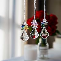 Vista 6 de H&D HYALINE & DORA Atrapasoles de cristal de cristal arco iris ángel colgante chakras ventana atrapasoles con colgante barroco de hoja de arce