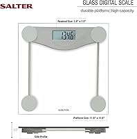 Vista 6 de Salter Glass - Báscula digital de baño, primera báscula de baño digital para peso corporal en la serie E-Tech, transparente