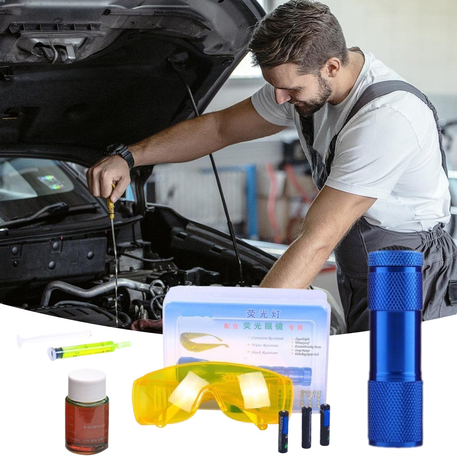 Kit Detector De Fugas para Aire Acondicionado | Linterna para Pruebas de Fugas en Aire Acondicionado - Tester Multiusos Eficiente para Fugas En Coches Congeladores Electrodomésticos