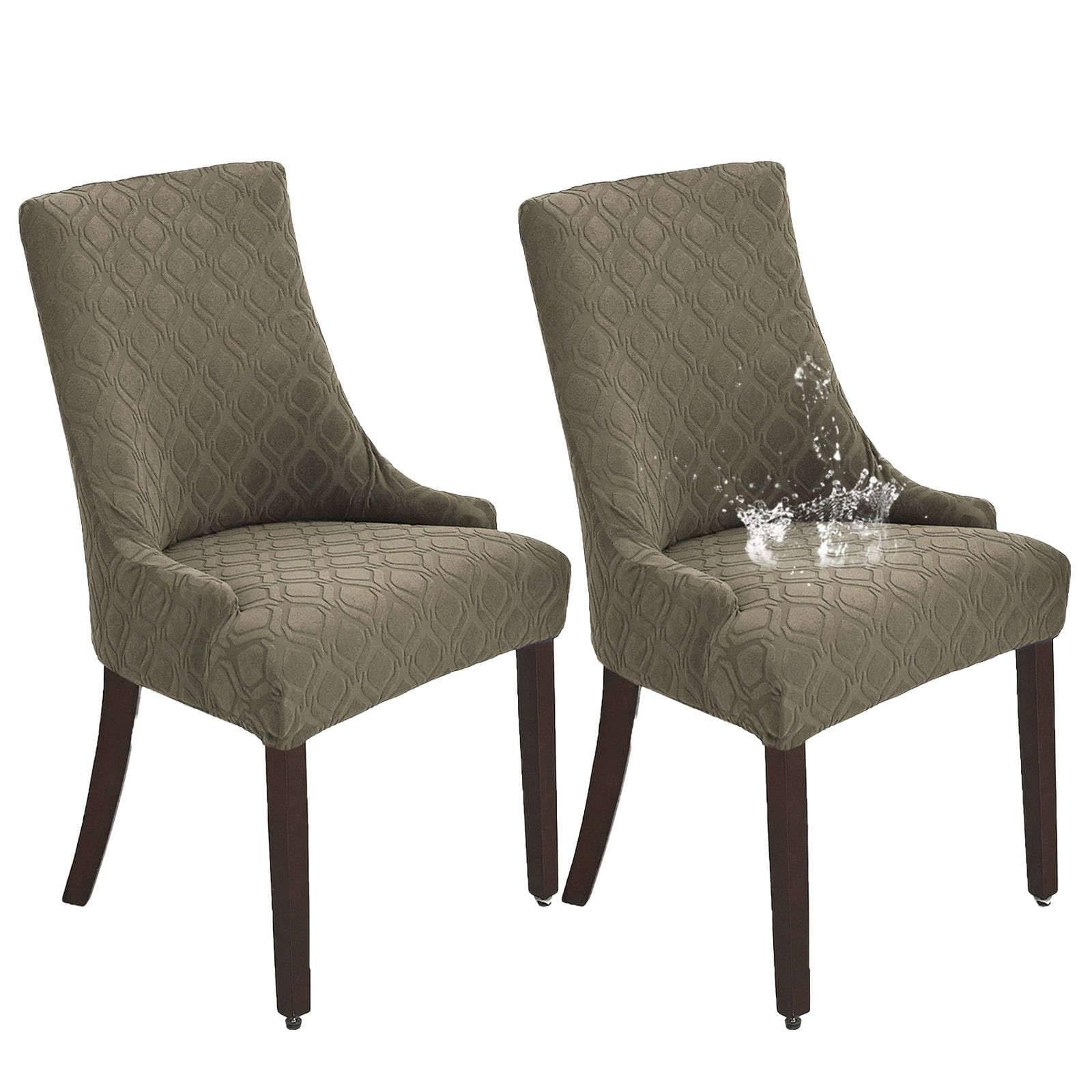 ZRCYXDW Waterproof Wingback Side Chair Slipcover, Stretch Wingback Chair Cover Slipcover Removable Dining Chair Covers Washable For Banquet Decoration-Taupe-Set of 2