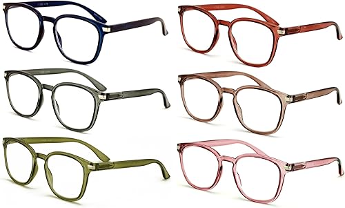 Miniatura 2 de V.W.E. 6 pares de anteojos de lectura redondos y ligeros, translúcidos, transparentes, con bisagra de resorte, ovalados 7019