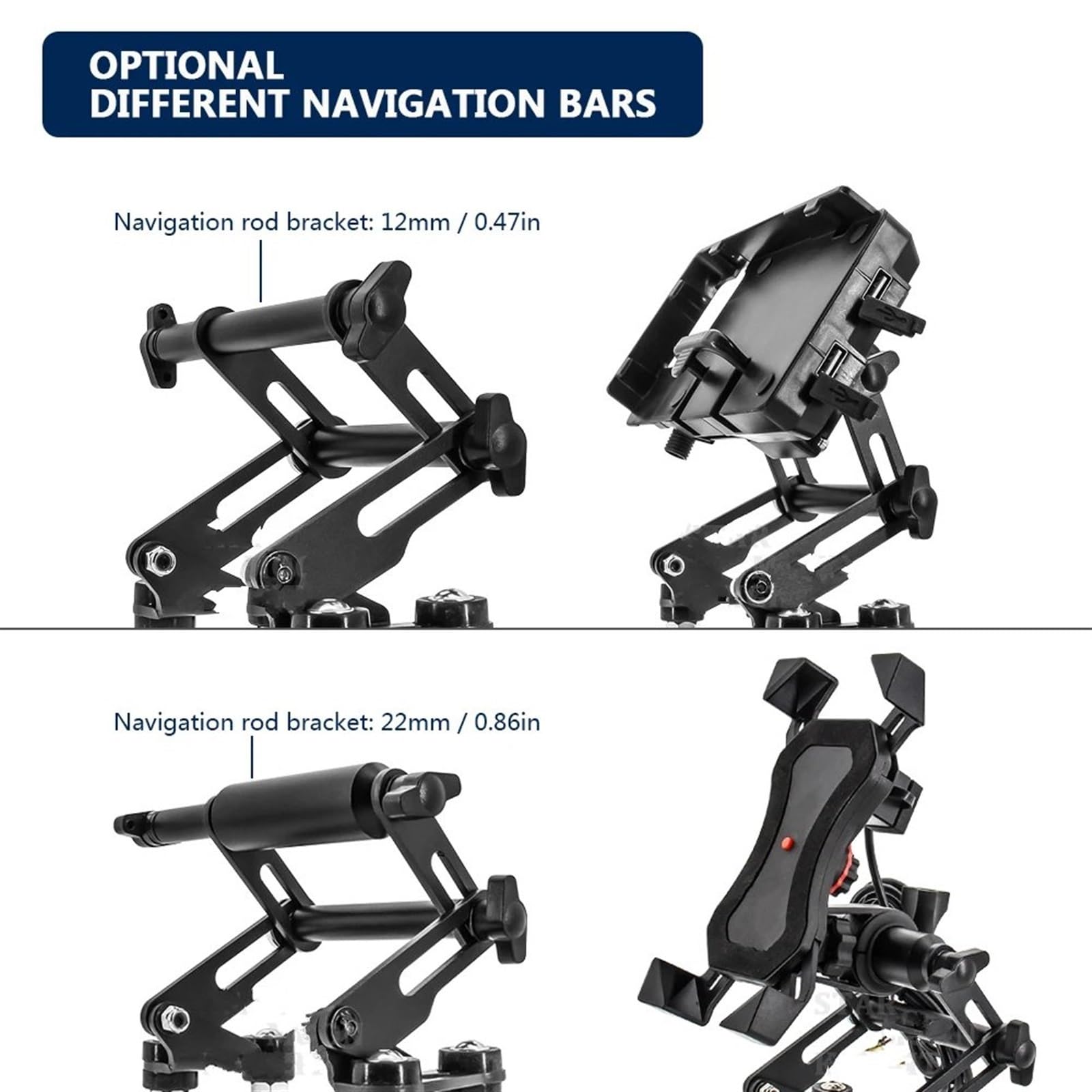 FFOCCO Porte Telephone Moto pour BMW F700GS, F800GS, F650GS, G650X, Support Plaque Navigation GPS pour Téléphone Portable Moto Support D'extension Réglable Support Téléphone Moto(Set B)
