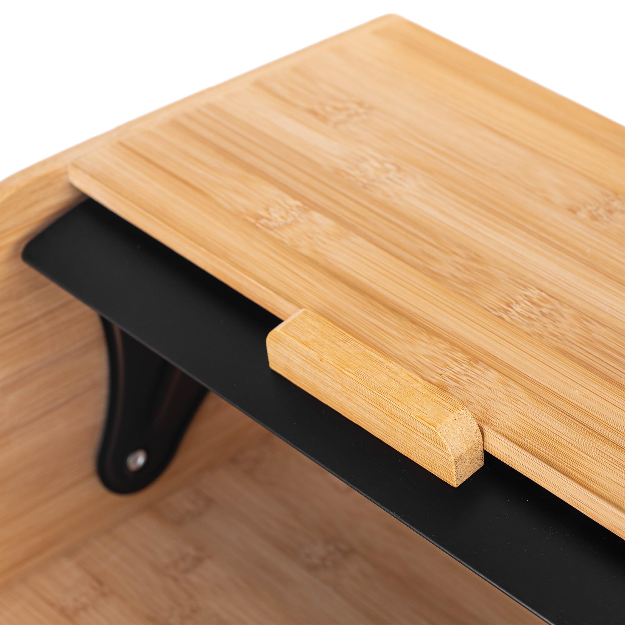 KADAX Brotkasten 31 x 28 x 18 cm aus Bambus und Edelstahl, Brotaufbewahrungsbox, Brotbehälter zur Aufbewahrung von Brot, Brotaufbewahrung (Schwarz/Holz)
