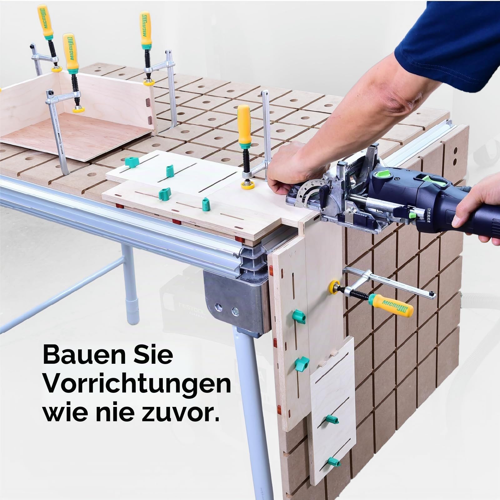 MicroJig MatchFit Dovetail Clamps – Zwingen für 14° Schwalbenschwanz-Nuten | Spannweite 130 mm, 269 kg Spannkraft, Werkbank-Zubehör