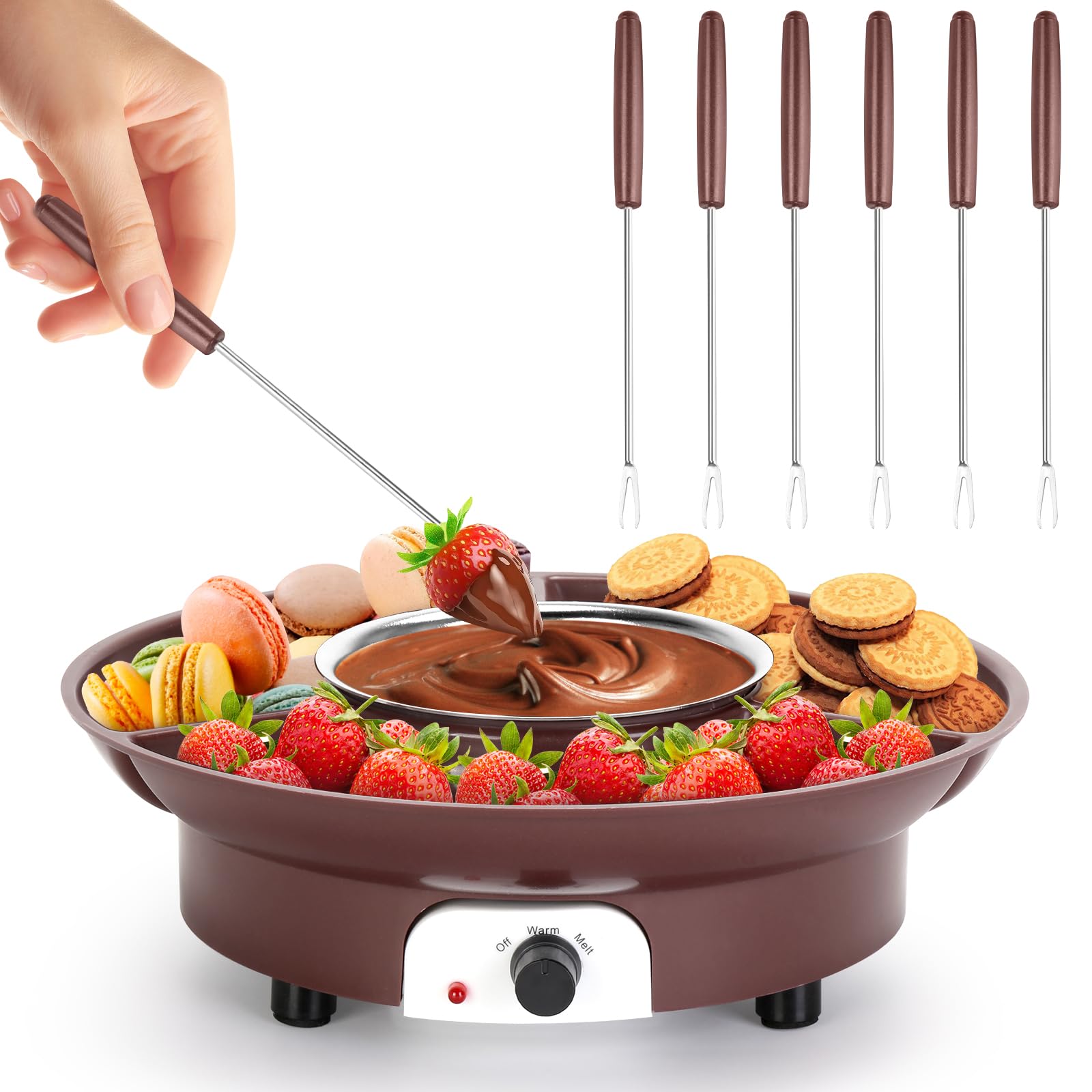 MINI Melting Fondue Set, 10oz Electric Chocolate Melting Pot with 6PCS Forks, Cute Chocolate Fondue Fountain, Warmer Machi...