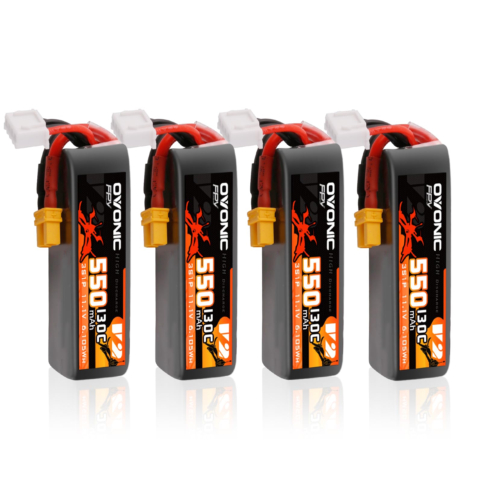 OVONIC 3S 550mAh Lipo Battery 11.1V 130C Battery with XT30 Plug for RC Car Truck RC Vehicles Boat Drone RC Airplane Quadcopter Helicopter FPV Racing Hobby Models [1 Package Including 4 Batteries]