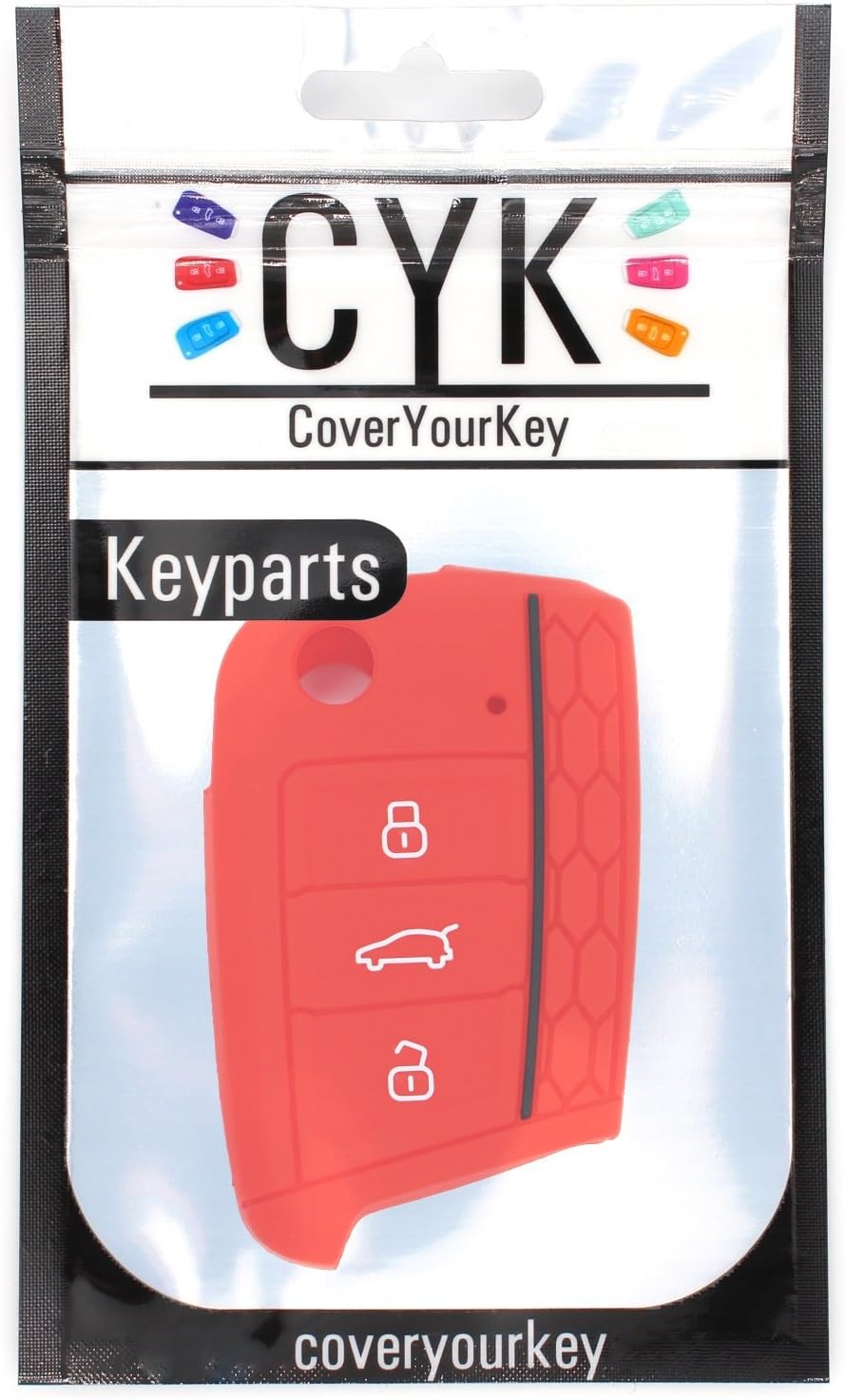 VB Key Case for 3 Buttons Car Key Silicone Cover Key Case Protective Cover (Red) - Image 5