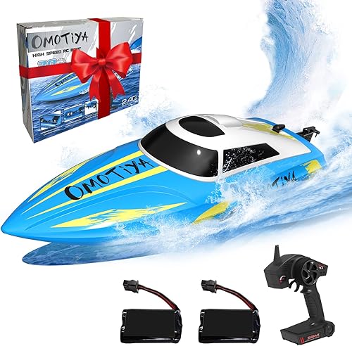 Barco a control remoto para niños y niñas de 8 a 12 años, barco a control remoto de velocidad para niños y adultos con 2 juegos de baterías