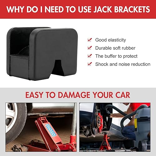 Miniatura 7 de Toolly Paquete de 4 adaptadores de almohadilla para soporte de gato, 2-3 toneladas universal de goma resistente con marco ranurado riel protector de