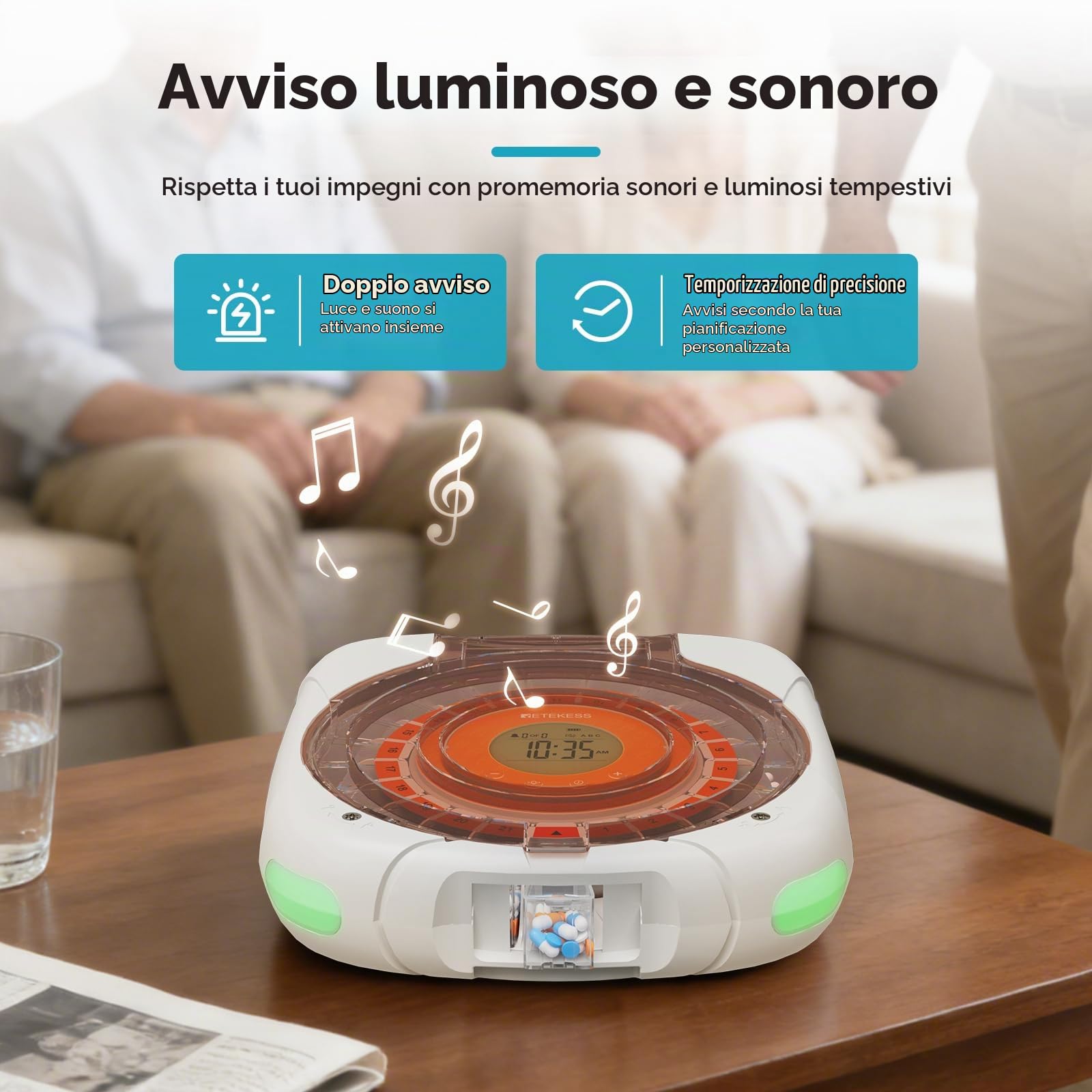 Retekess TH017 Distributore Automatico di Pillole, Smart Pillbox