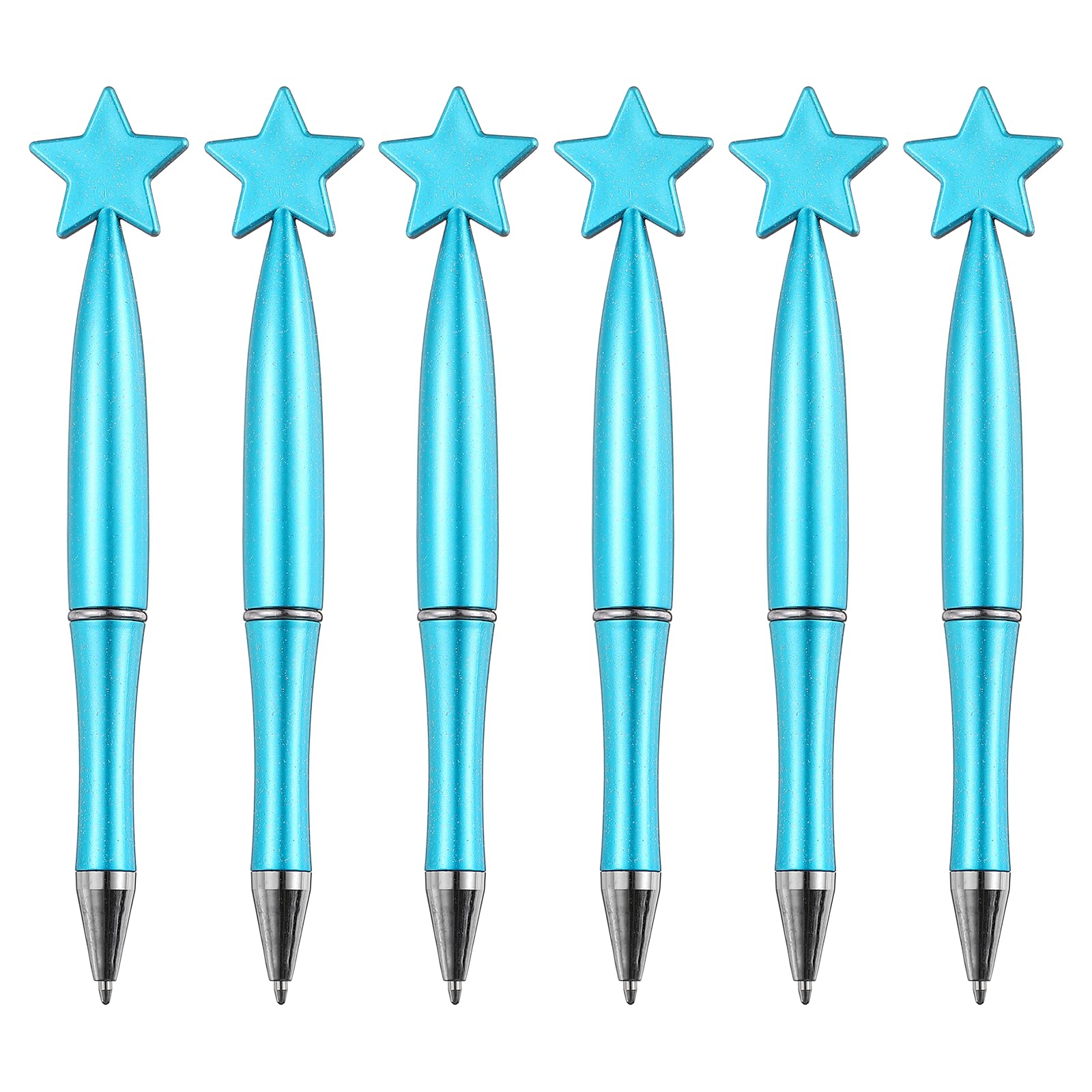 PATIKIL 6 Pcs Star Ballpoint Pens, 1.0mm Tip Cute Twist Writing Pens Black Ink for Home Office Writing Supplies Valentine's Christmas Wedding Party Gifts, Pearlescent Blue