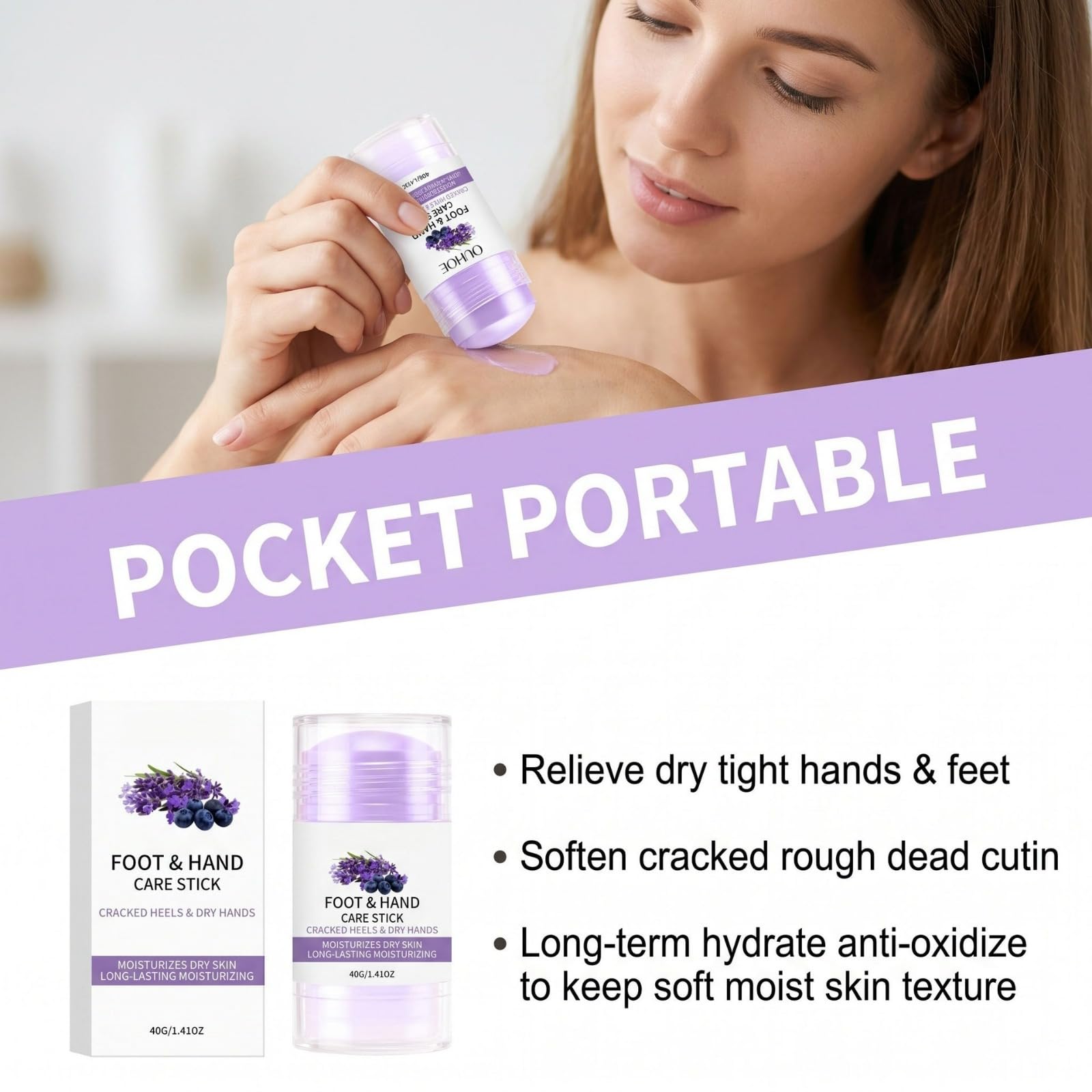 Crème à la lavande et à l'urée, baume lotion pour coudes, mains, genoux