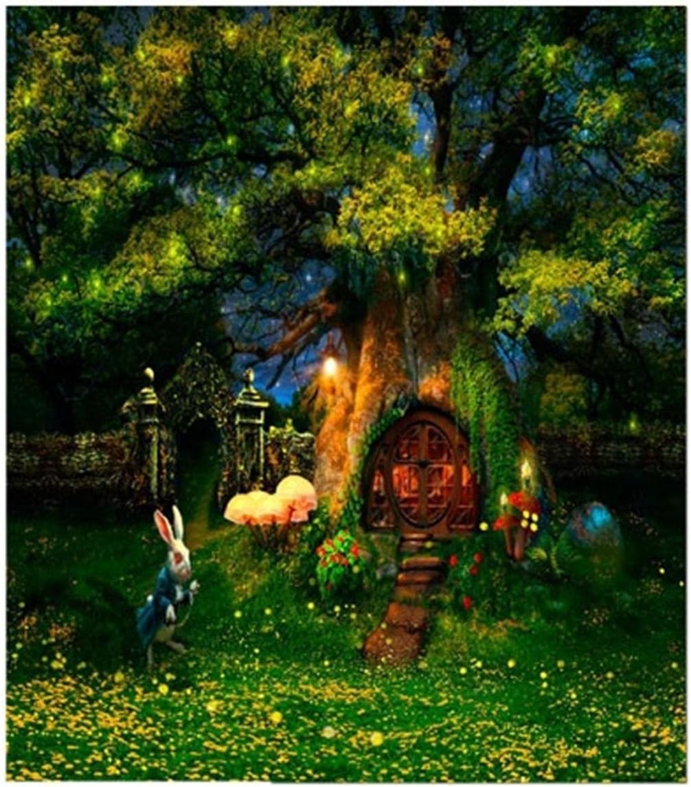 Custom Fairy Cartoon Treehouse Background Scenic Photography Backdrops Green Forest Fairy Backdrops 6981-J